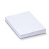 A stack of white recycled sticky pads measuring 100 x 75mm, containing 100 sheets. The pad has a simple design.