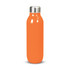 An orange vacuum bottle with a stainless steel cap and a sleek, smooth design.