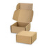 A die cut box with a locking lid, featuring a brown kraft finish, partially open with another closed box beside it.