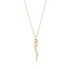 Italian Puffy Horn Necklace in 14K Yellow Gold