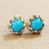 Turquoise Crown Earring 14K Yellow Gold