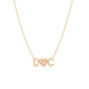 Diamond initial heart charm necklace 14k rose gold