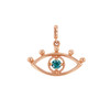 Blue Diamond Eye Charm 14K Rose Gold