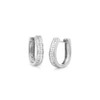 Princess Cut Diamond Hoop Earrings 14K White Gold