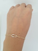 Paper Clip  Chain with Diamond Safety Pin Charm Bracelet 14K Gold