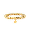 Star With Bead Stretch Bracelet 14k Yellow Gold