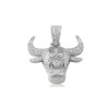 Diamond Bull Head Pendant 10K Gold  For Men