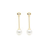 Freshwater Pearl And Bezel Set Diamond Drop Earrings