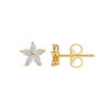 Marquise Diamond Floral Stud Earring 14K Yellow Gold