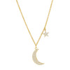 Diamond Moon and Star Dangle Necklace 14K Yellow Gold