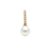 14K Gold Diamond Paperclip with Dangling Pearl Cup Pendant