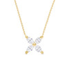 Marquise Cut Diamond Flower Pendant Necklace 14K  Yellow Gold