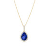 Tanzanite Teardrop with Diamond Halo Pendant Necklace 14K Yellow Gold