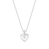 Round White Diamond Ladies 3 Stone Heart Pendant Necklace 14K White Gold