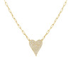 Large Diamond Heart Paperclip Necklace 14K Yellow Gold