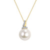 Pearl With Ribbon Diamond Pendant Necklace 14K Gold