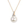 Pearl With Ribbon Diamond Pendant Necklace 14K  Rose Gold