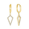 0.32ct Natural Diamond Triangle Dangle Hoop Earrings 14K Gold 