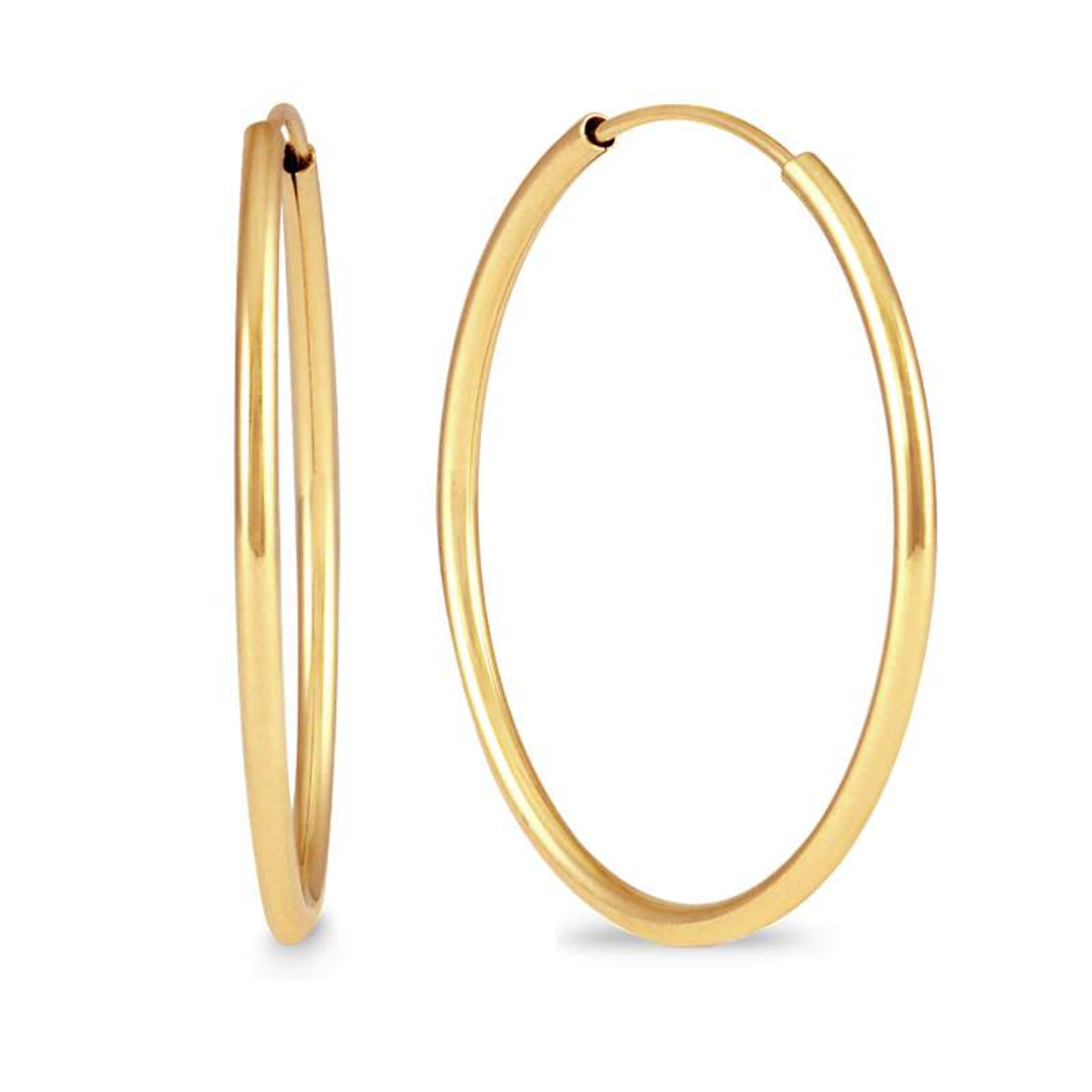 Endless Gold Hoop Earrings 14K Yellow Gold / 45mm Diameter by Baby Gold - Shop Custom Gold Jewelry