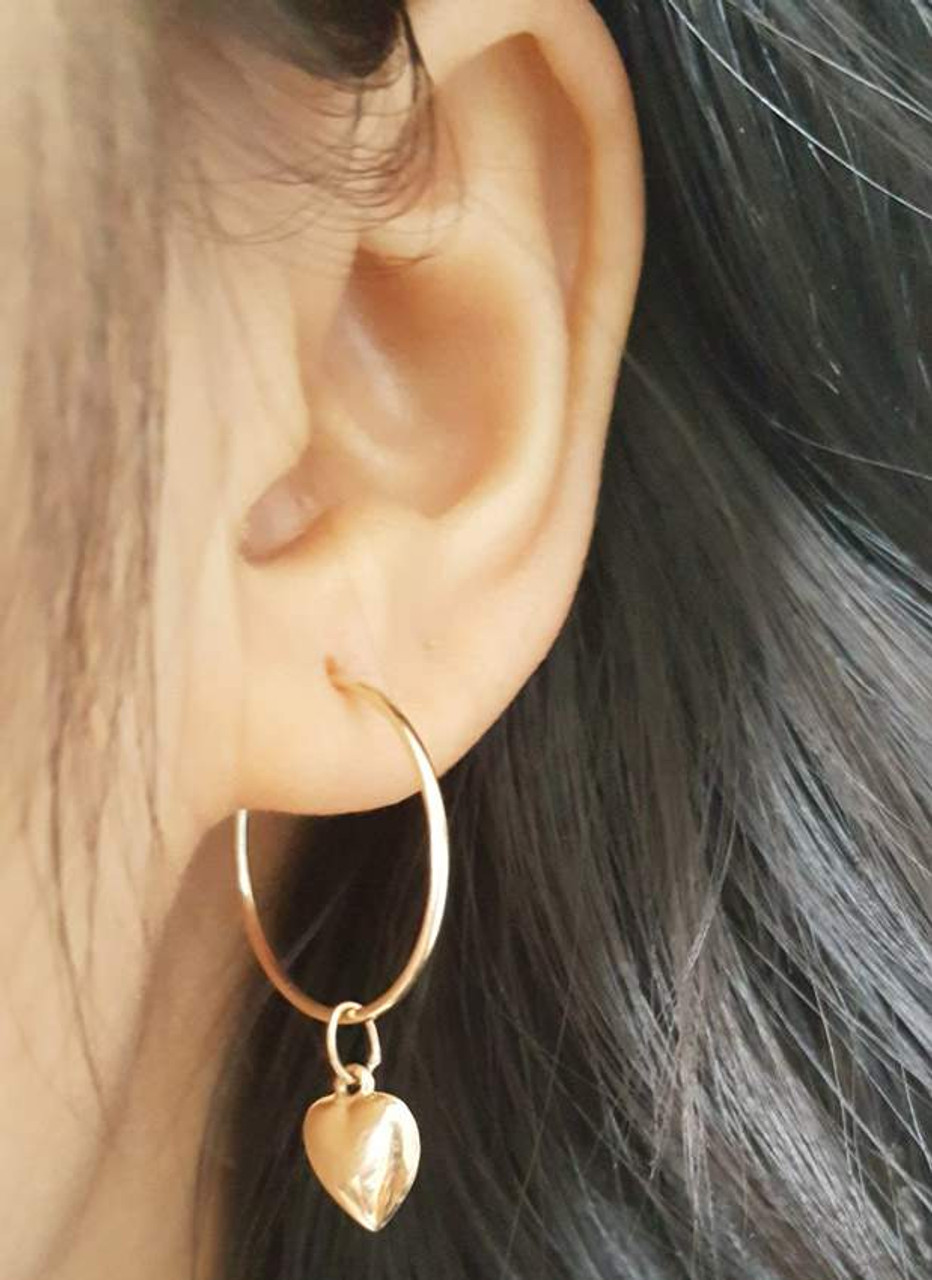 dangle heart hoop earrings