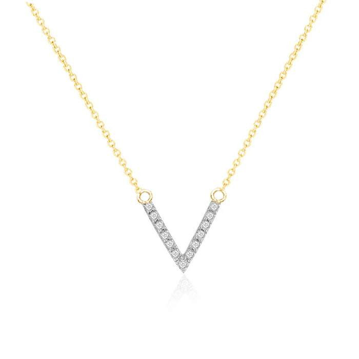 Diamond V Necklace 14K Gold