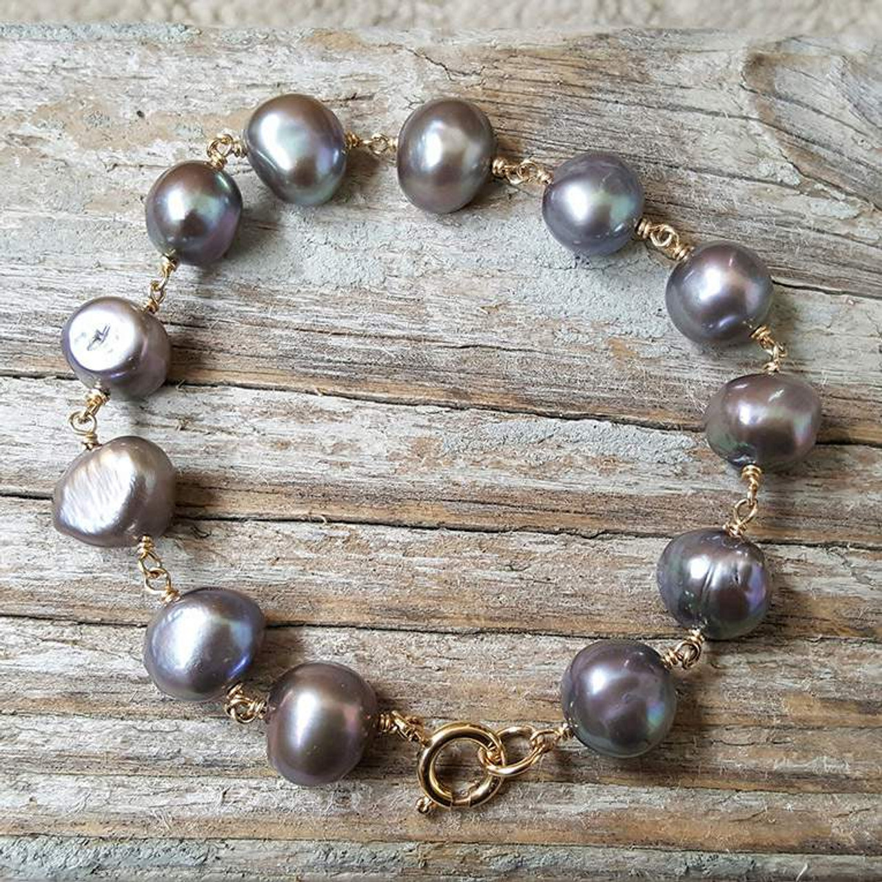 OIYA Freshwater Baroque Black Pearl Bracelet