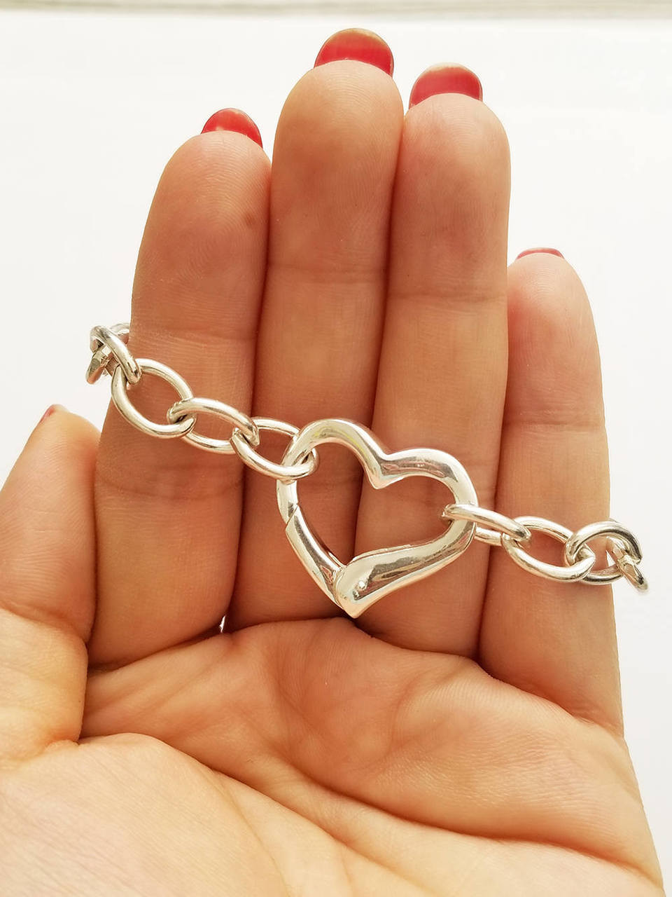 Heart Initial Bracelet for Women Hypoallergenic Letter H Bracelet 925 Sterling Silver Link Chain, Women's, Size: One Size