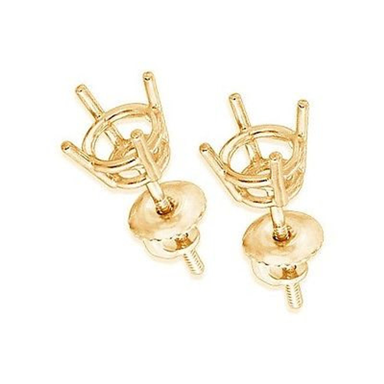 14K Gold Screw Back Basket Stud Earrings Setting