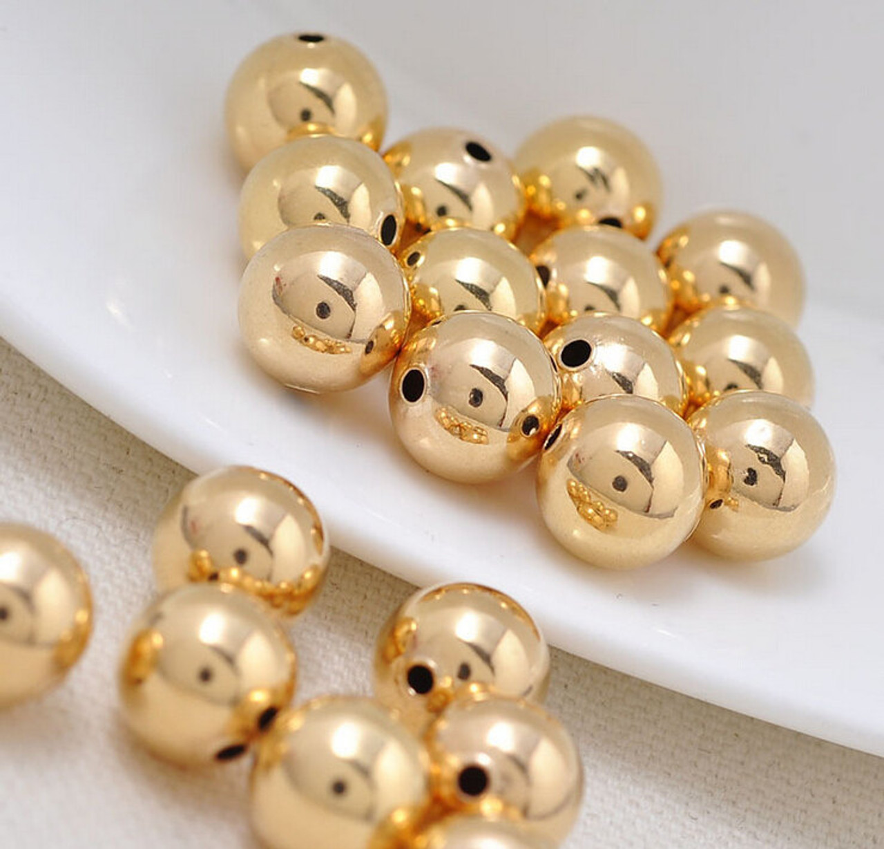 18K gold plated beads, Tiny spacer metal beads for Jewelry making