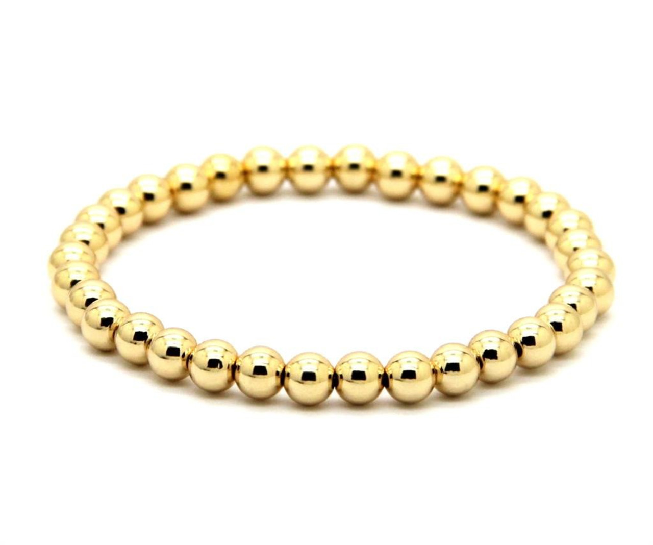 Classic bead stretch bracelet 14k gold