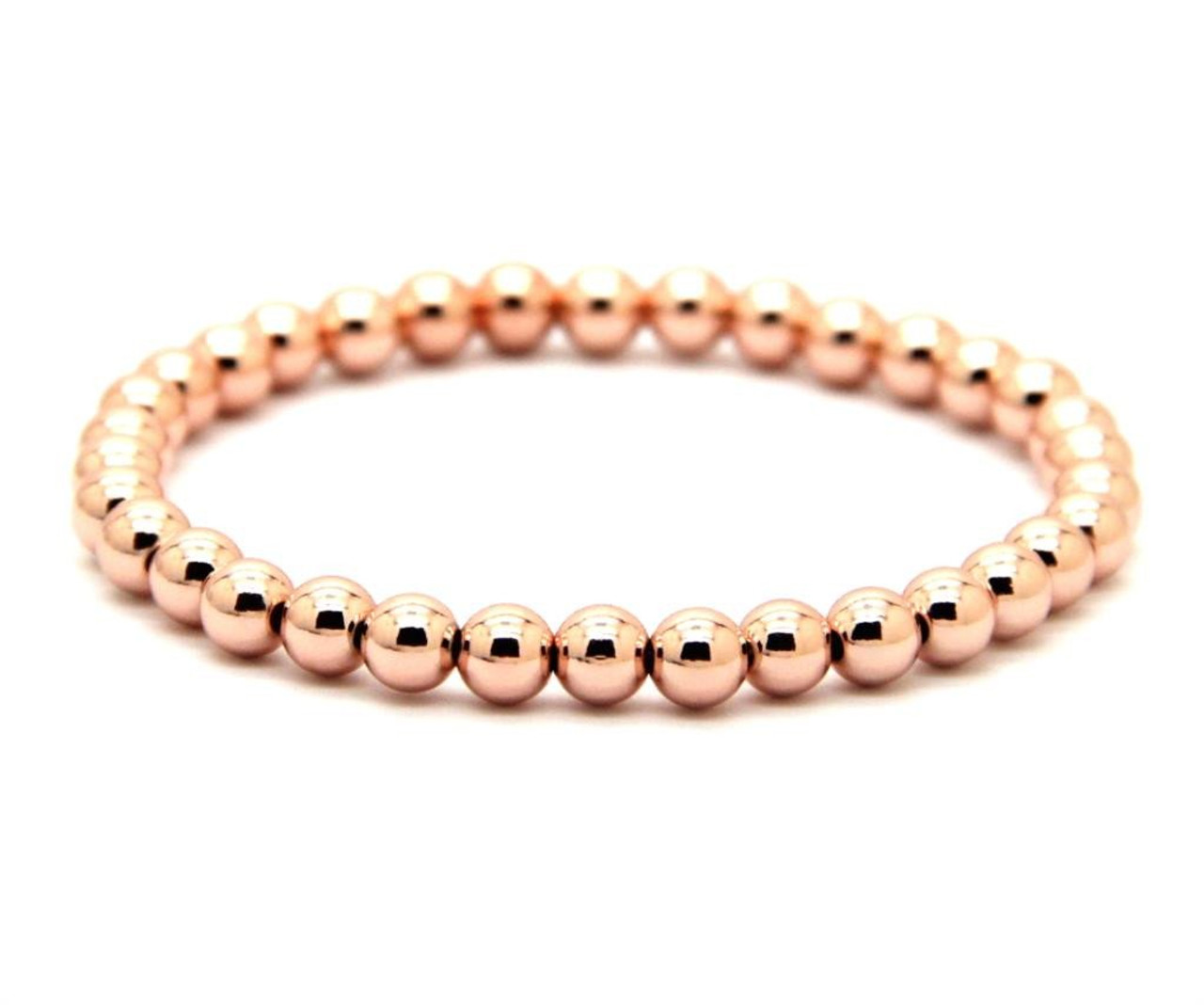 14k Rose Gold Bead Ball Diamond Cut Bracelet Dainty Love Gift Fashion –  ASweetPear