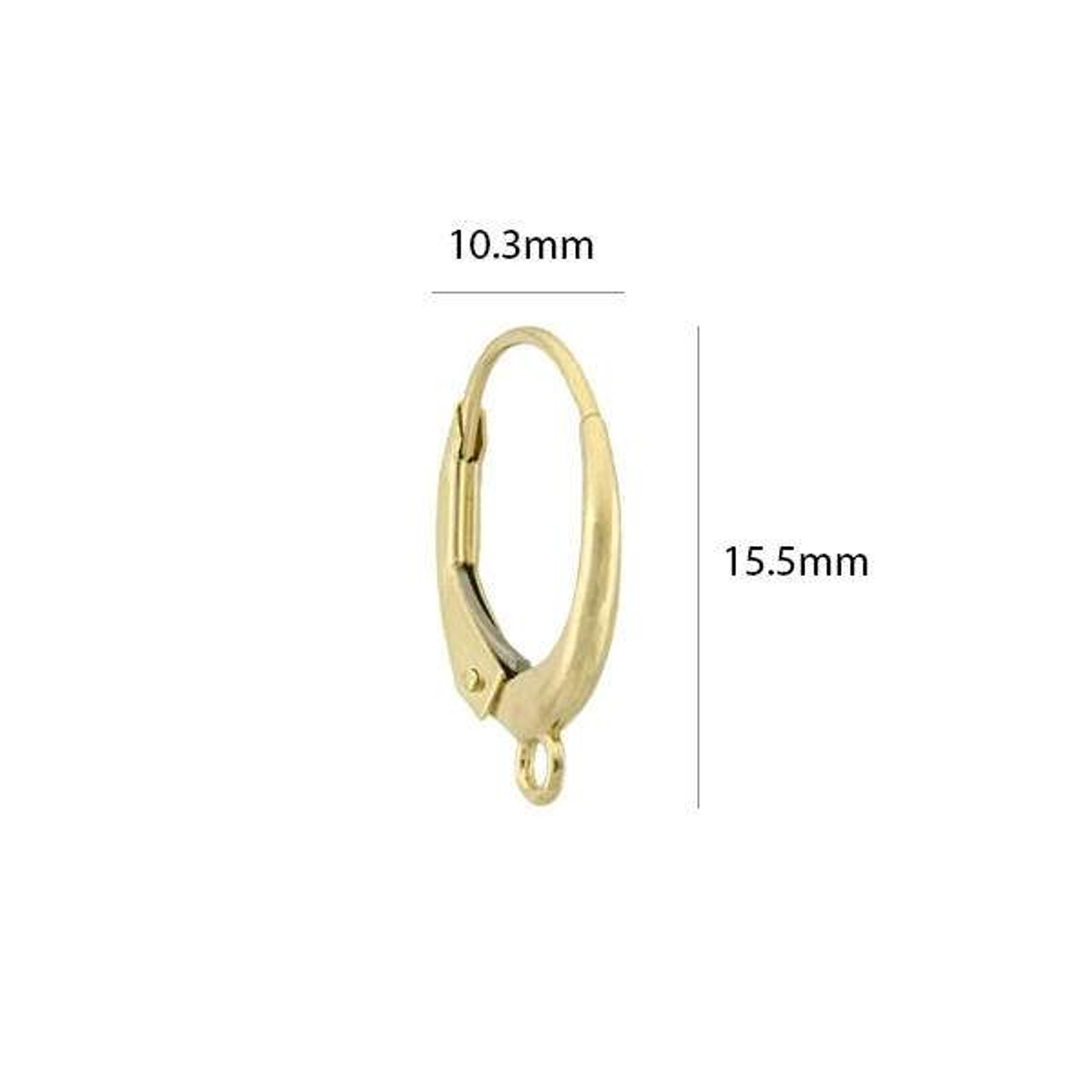 2 PCS 14K Gold Filled Lever Back Earring Hooks Findings Plain Leverback  Earrings for DIY Jewelry Making - 17x11mm 