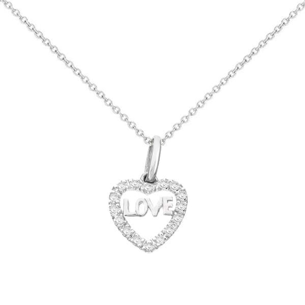 Diamond Love Heart Necklace in 14K Gold