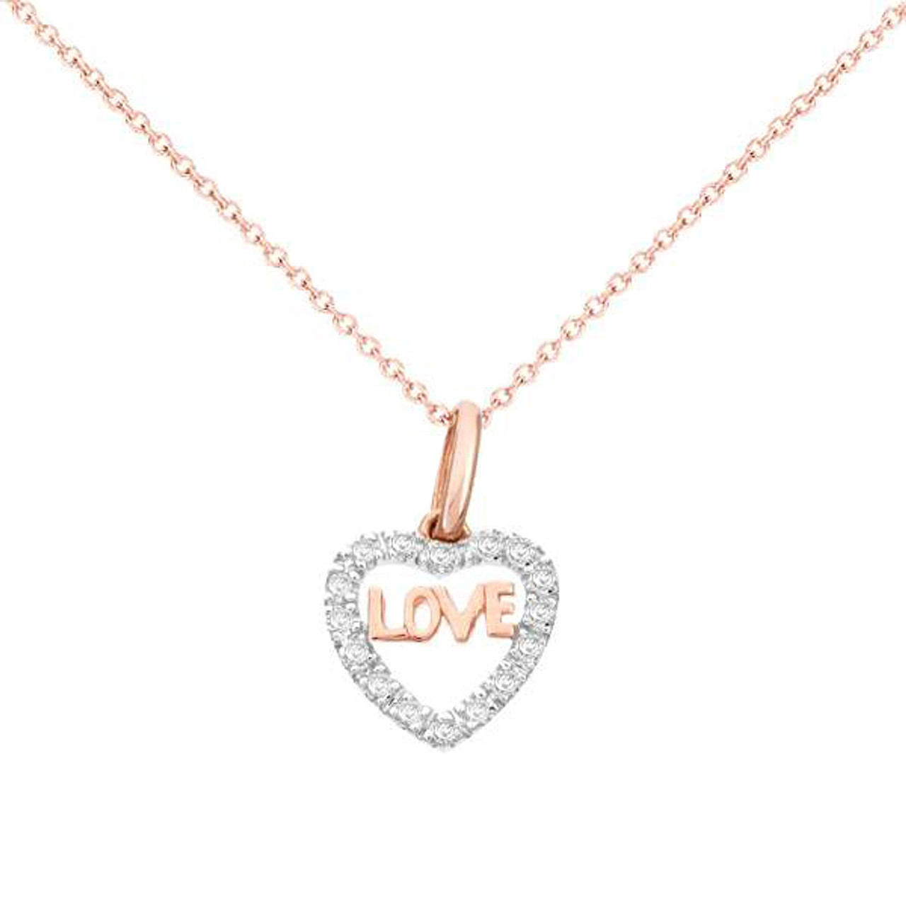 Diamond Heart Necklace 1/10 ct tw Round 10K Rose Gold