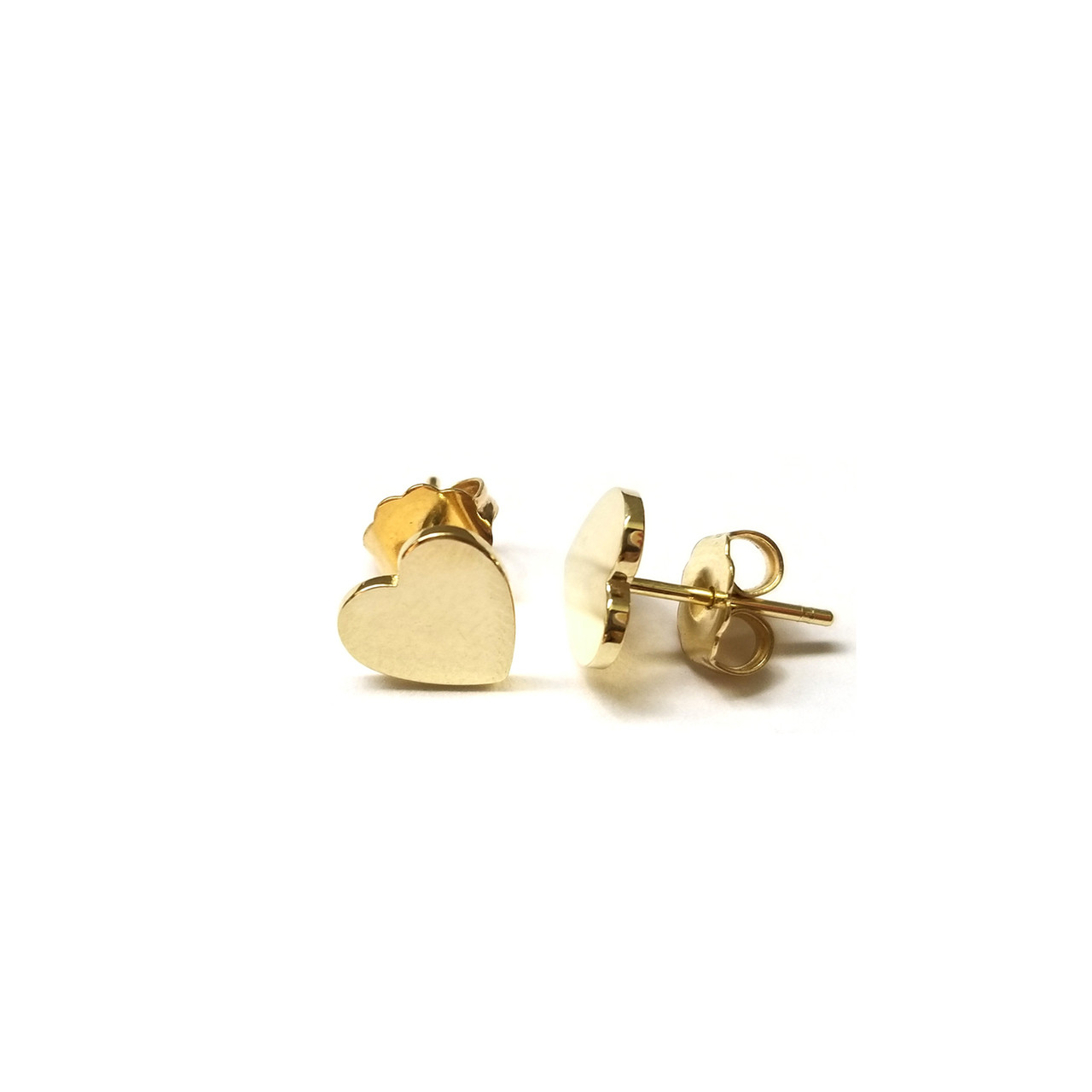 14k Gold Engraved Heart Stud Earring