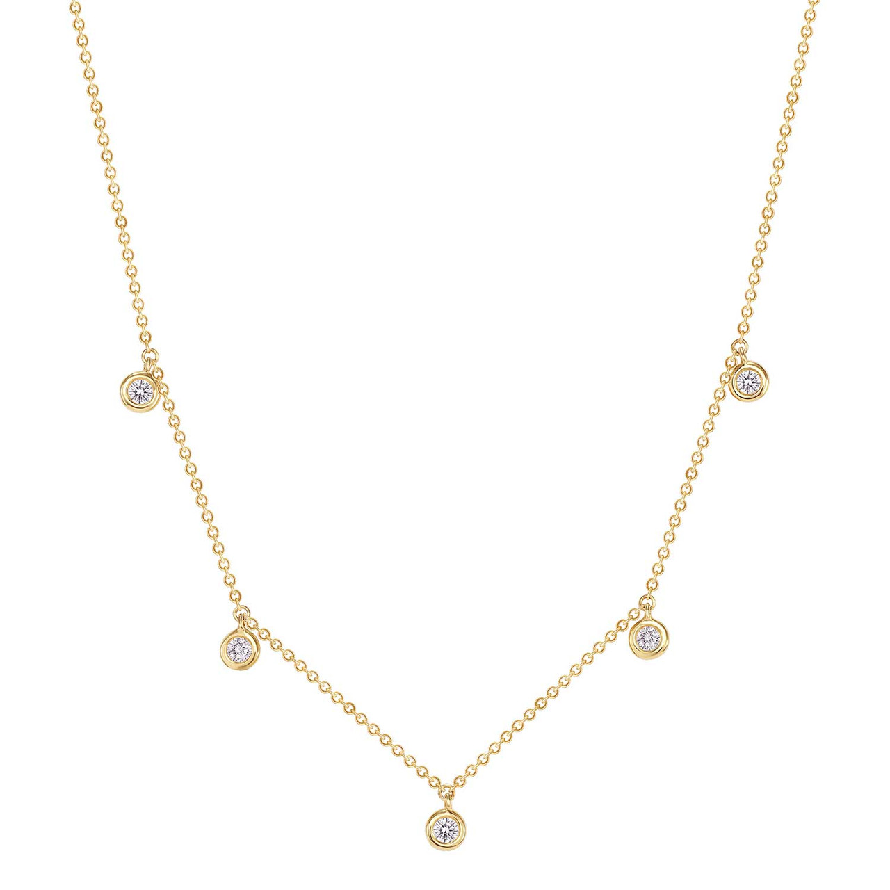 Buy Floating Diamond Necklace, 14K Gold Diamond Necklace, Solitaire Necklace,  0.22ct Diamond Necklace, Real Diamond, Bridesmaid Bridal Necklace Online in  India - Etsy