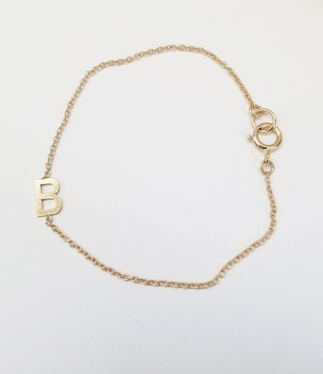 14K Yellow Gold Mini Initial M Bracelet