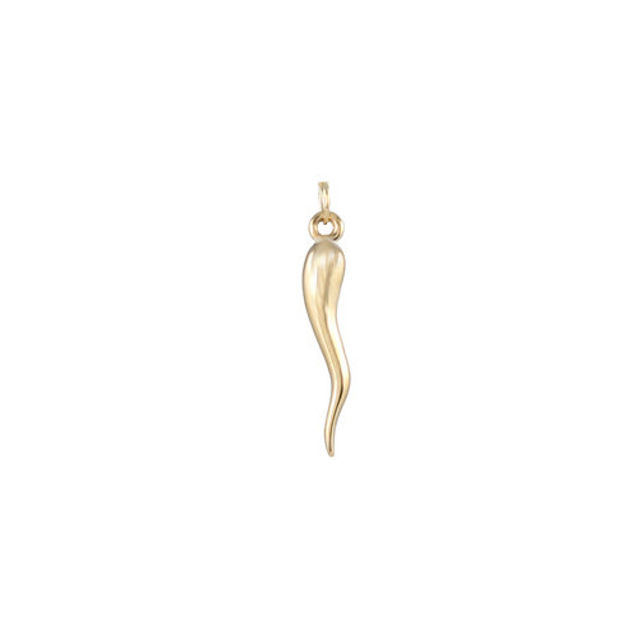 14K Yellow Gold Puffy Horn Charm