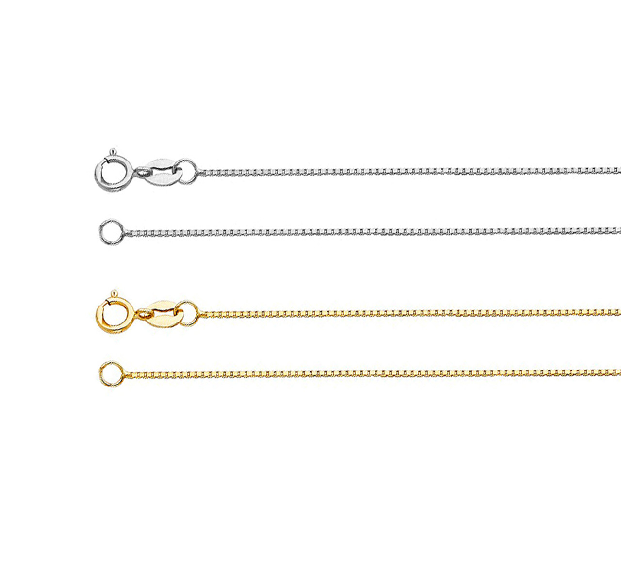 1.5mm, 14k Yellow Gold, Solid Box Chain Necklace - Black Bow Jewelry Company