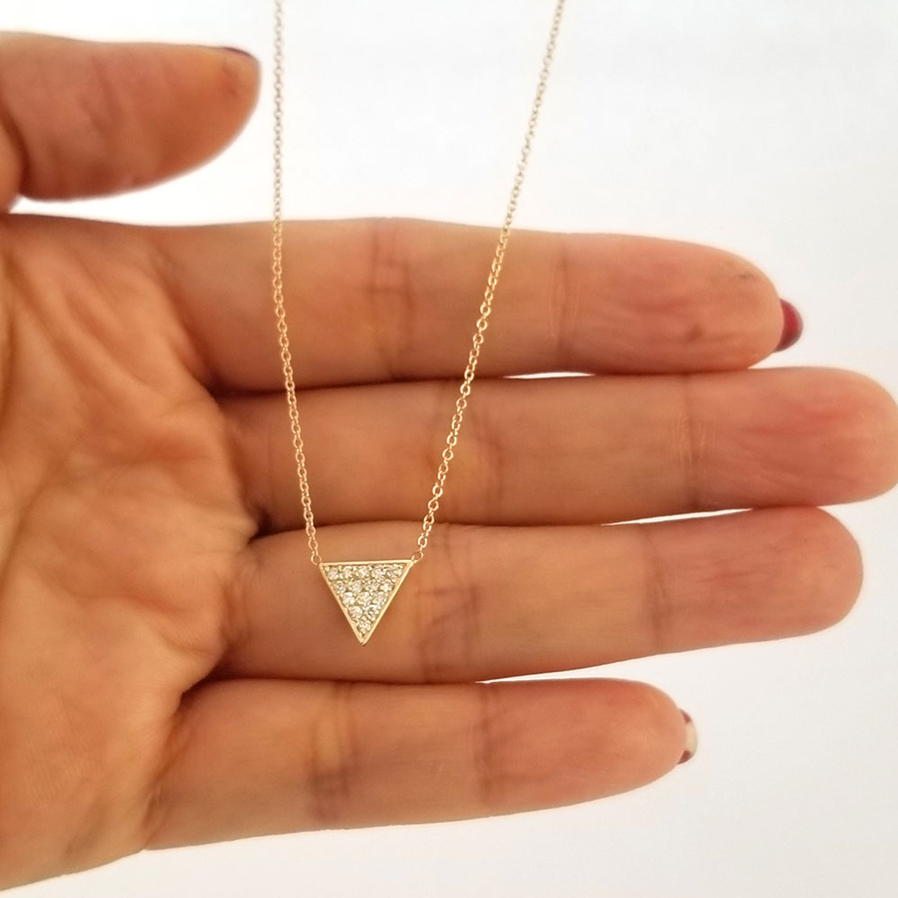 14K Diamond Inverted Triangle Necklace - Union Street Jewelers