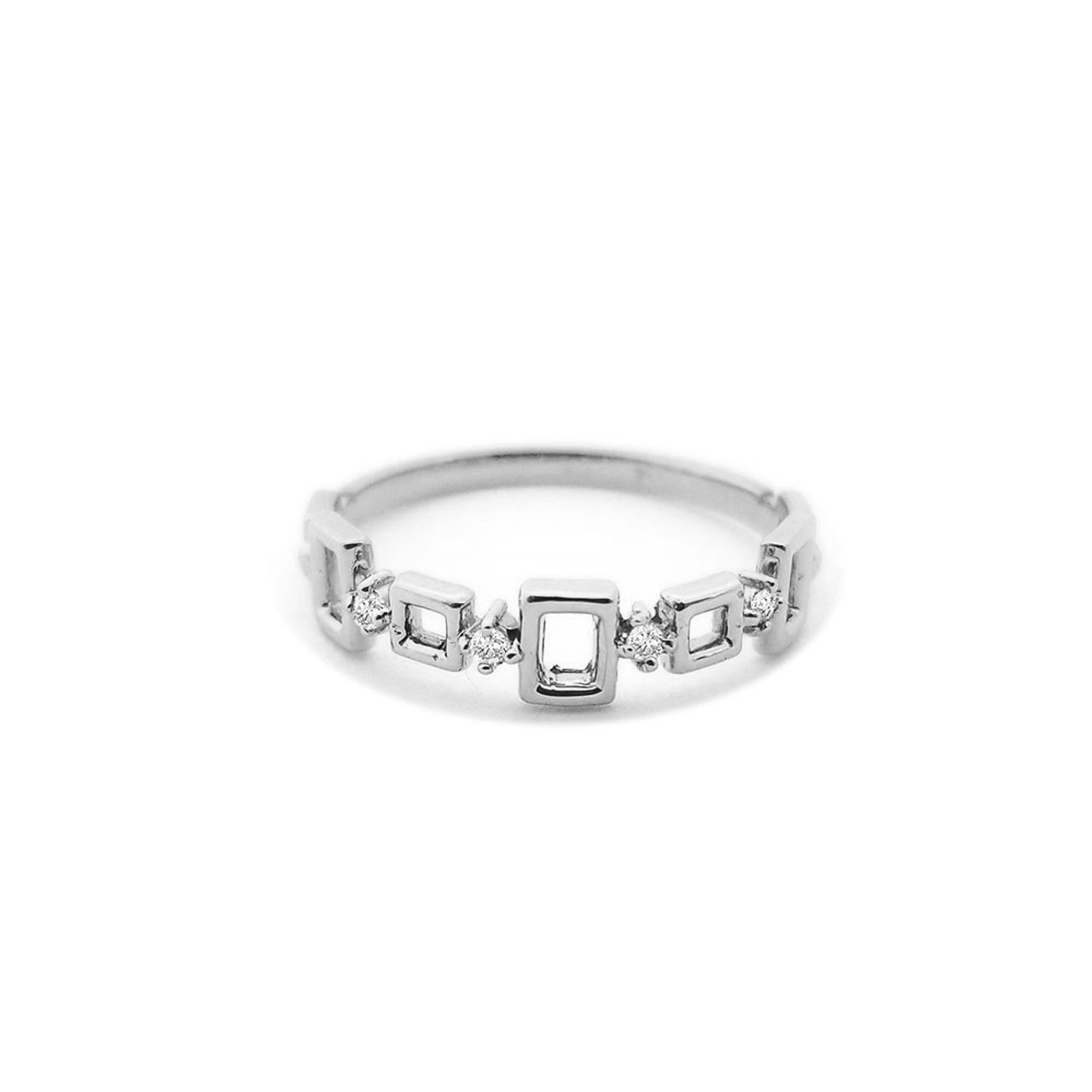 Diamond Dot Ring, 14K White / 7.25