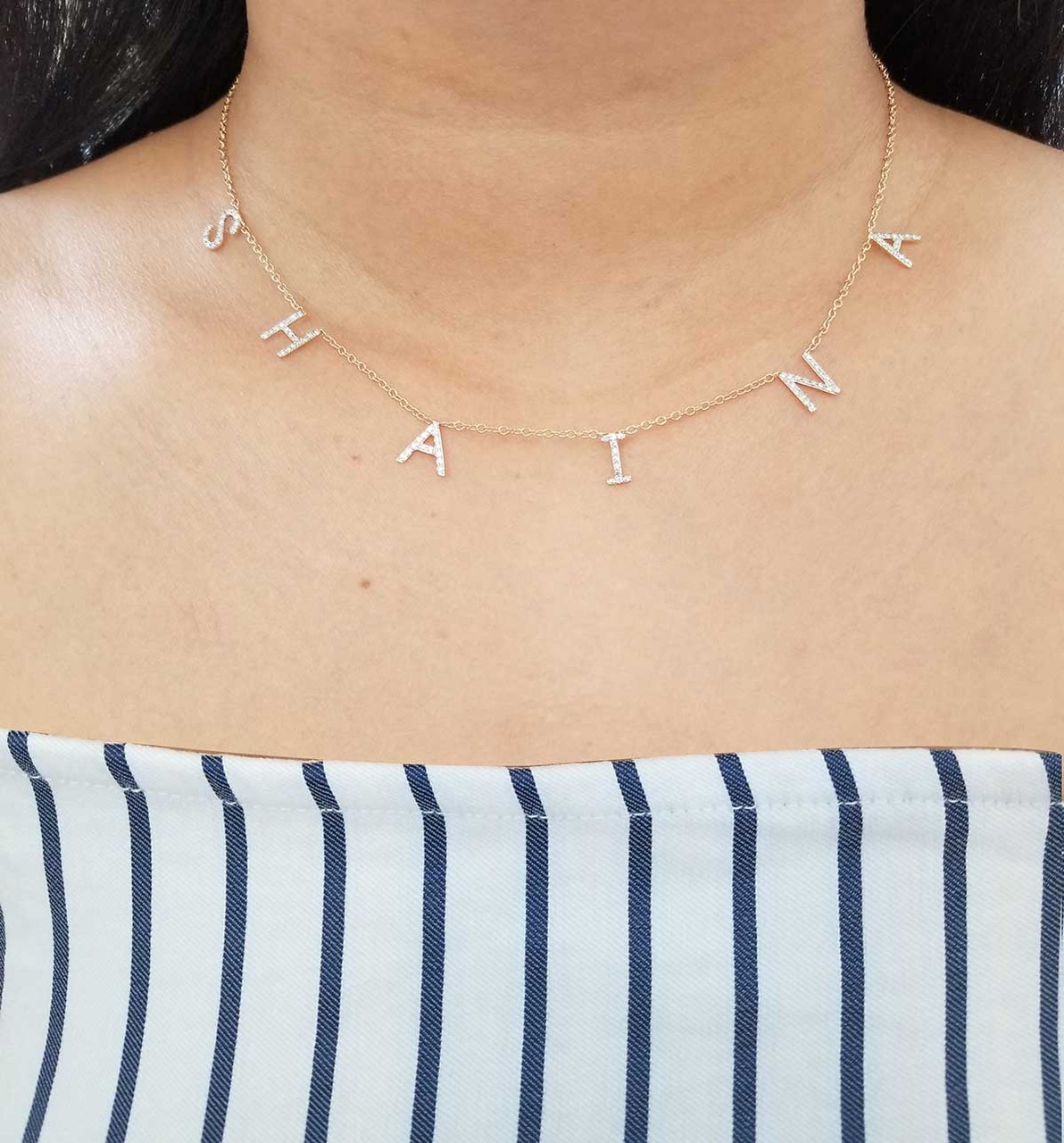 Diamond spaced shop letter necklace