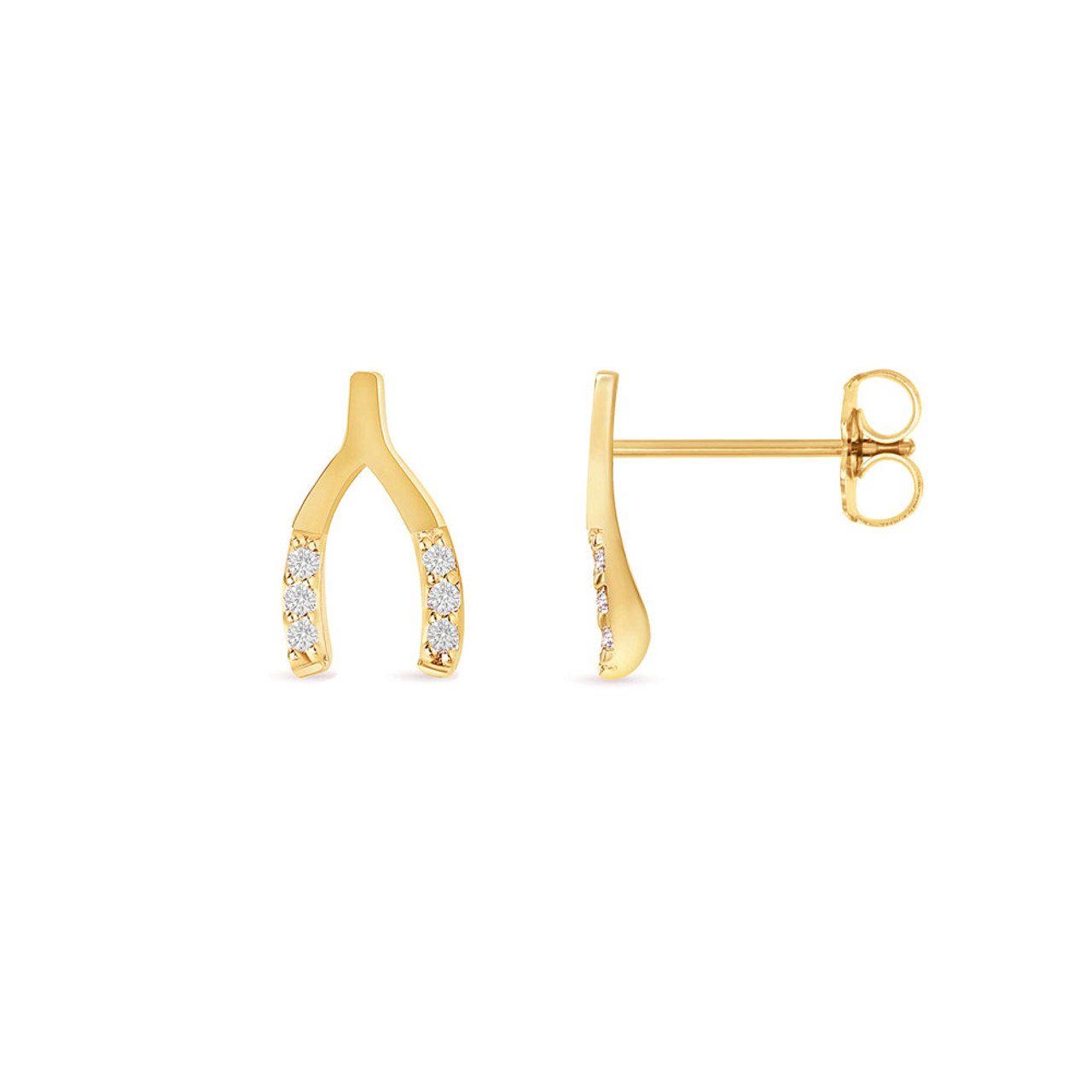 Diamond Horseshoe Stud Earring 14K Gold