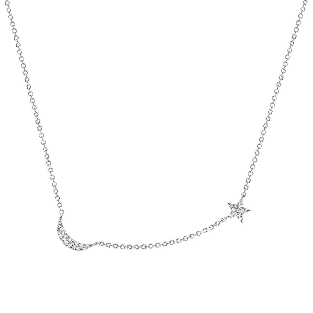 Amazon.com: Diamond Moon Star Necklace - Genuine Diamonds- Sterling Silver-  Women's Jewelry-Celestial : Handmade Products