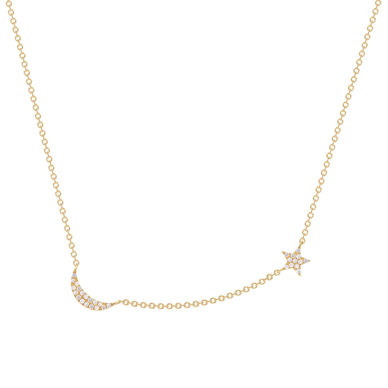 9ct Yellow Gold Moon & Star Necklace – Tower Jewellers