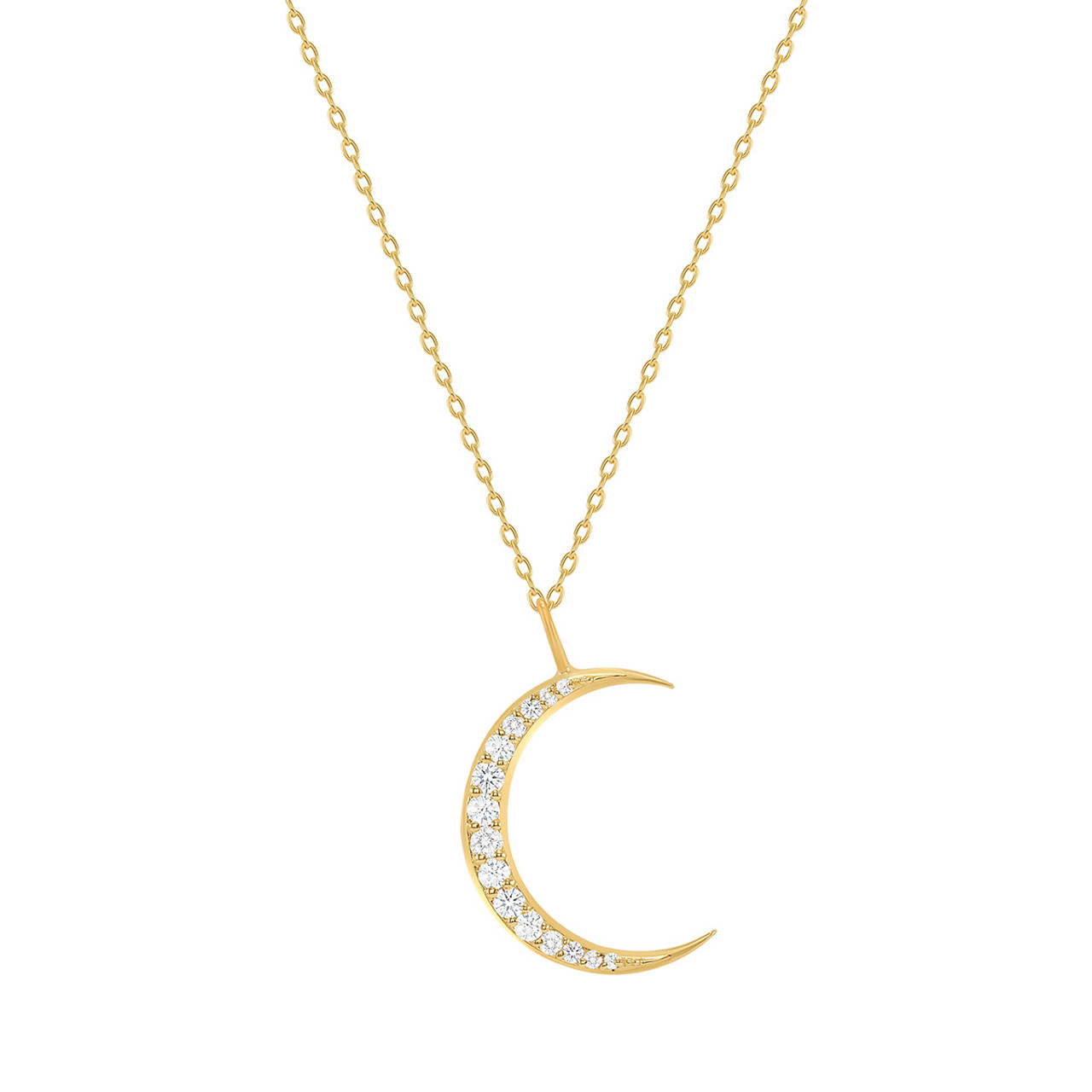 14k Gold Crescent Moon Pendant – Starflower Design