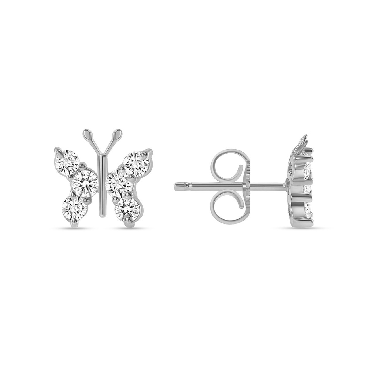 Diamond Butterfly Stud Earring 14K Gold