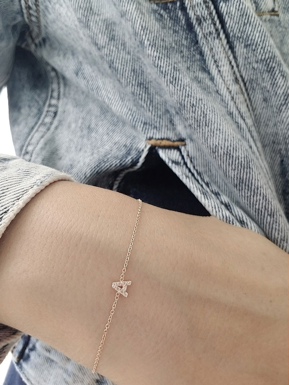 Diamond Initial on Chain Bracelet