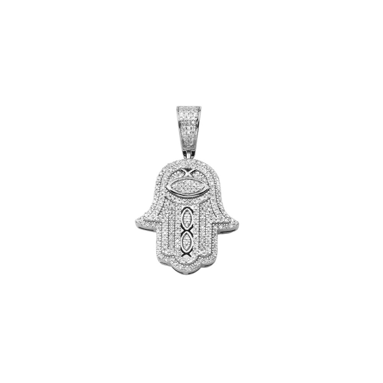 Moissanite Diamond Fatima Hand Pendant Hamsa Lucky Necklaces With 925  Silver Plated 18K Gold For Men Woman Luxury Jewelry - AliExpress