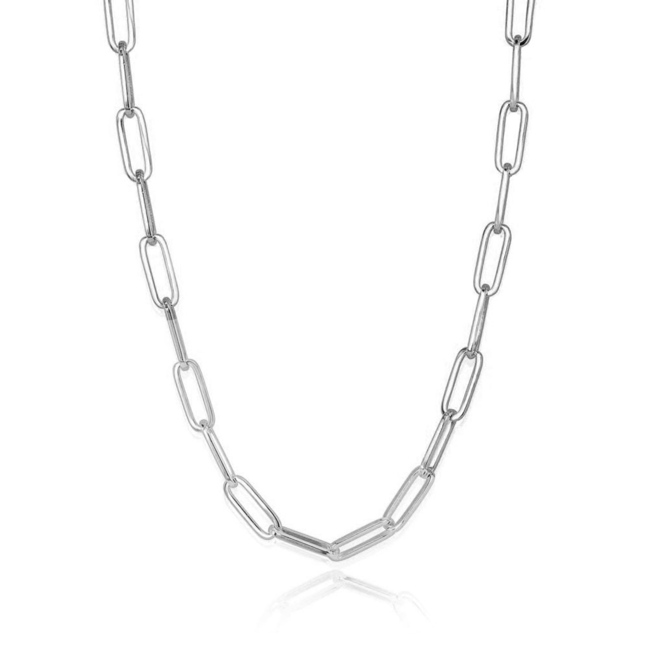 LARGE WHITE CZ CARABINER PAPERCLIP CHAIN, SILVER ON SILVER – JEN HANSEN